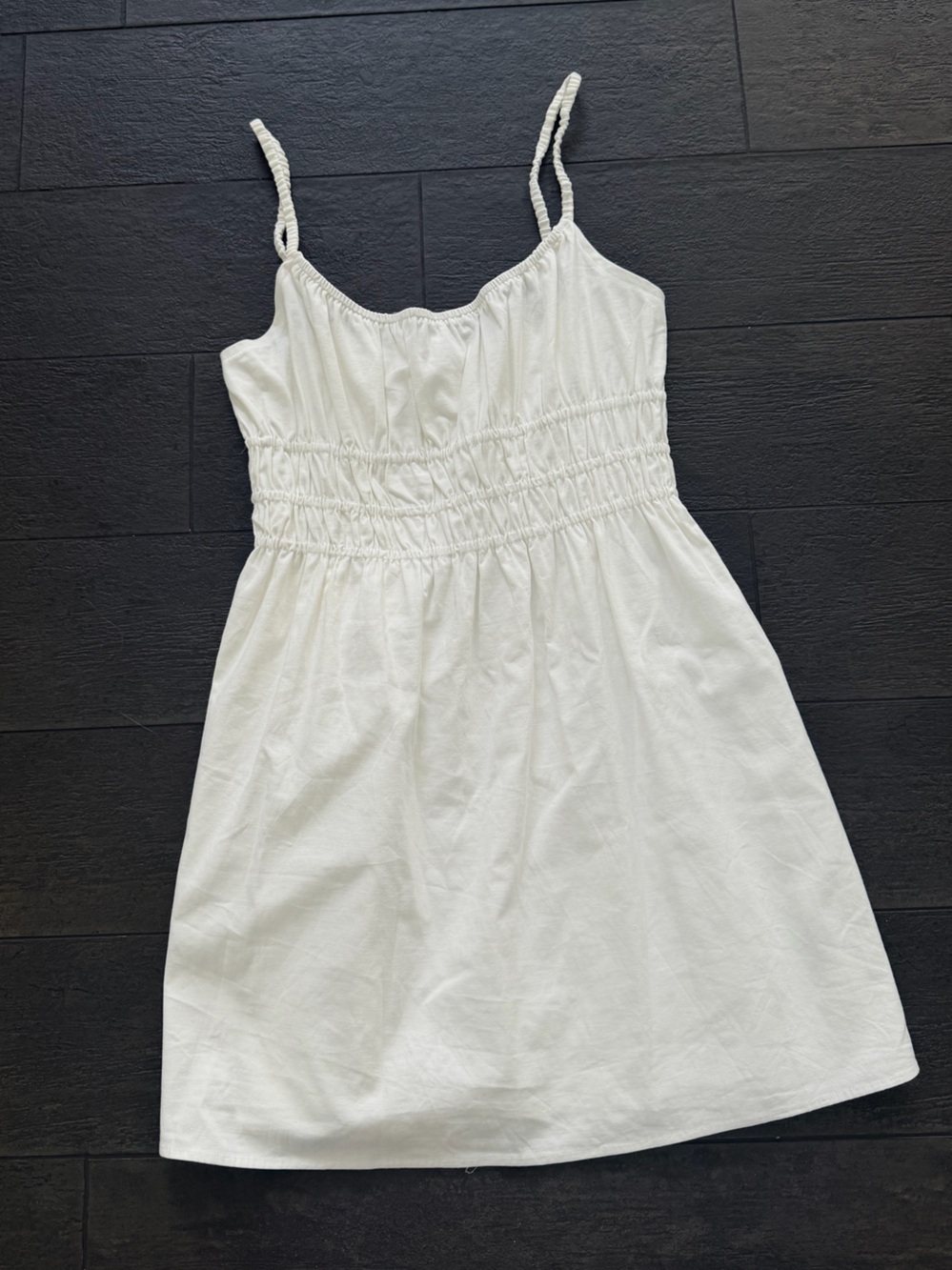 Reformation Cream Smocked Top Dress